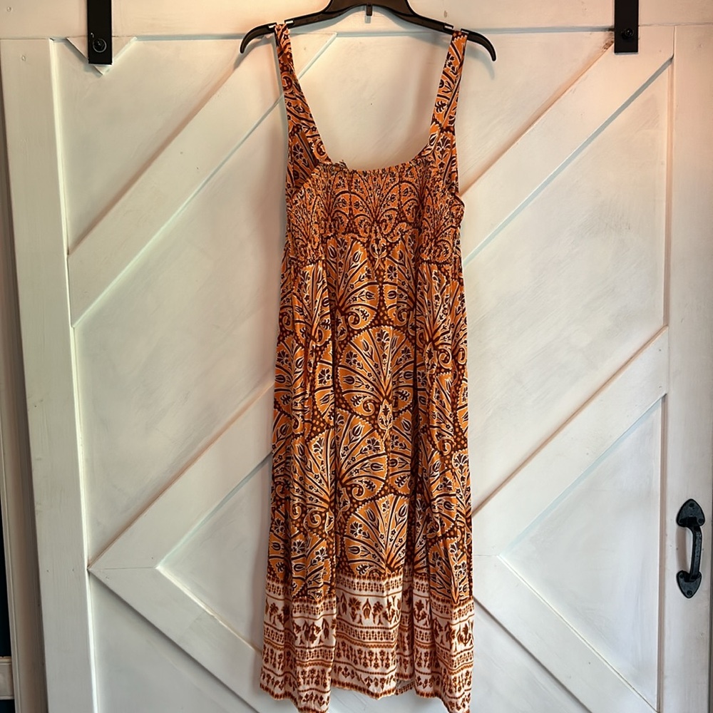 Knox Rose Orange Printed Dress Pull-on With Adjustable Straps Size L - Picture 6 of 6
